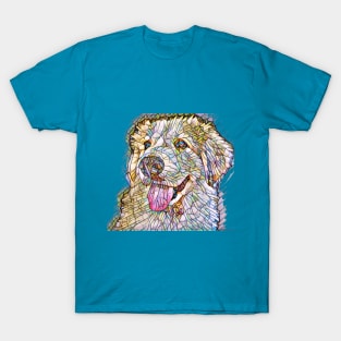 Great Pyrenees on Stained Glass T-Shirt T-Shirt